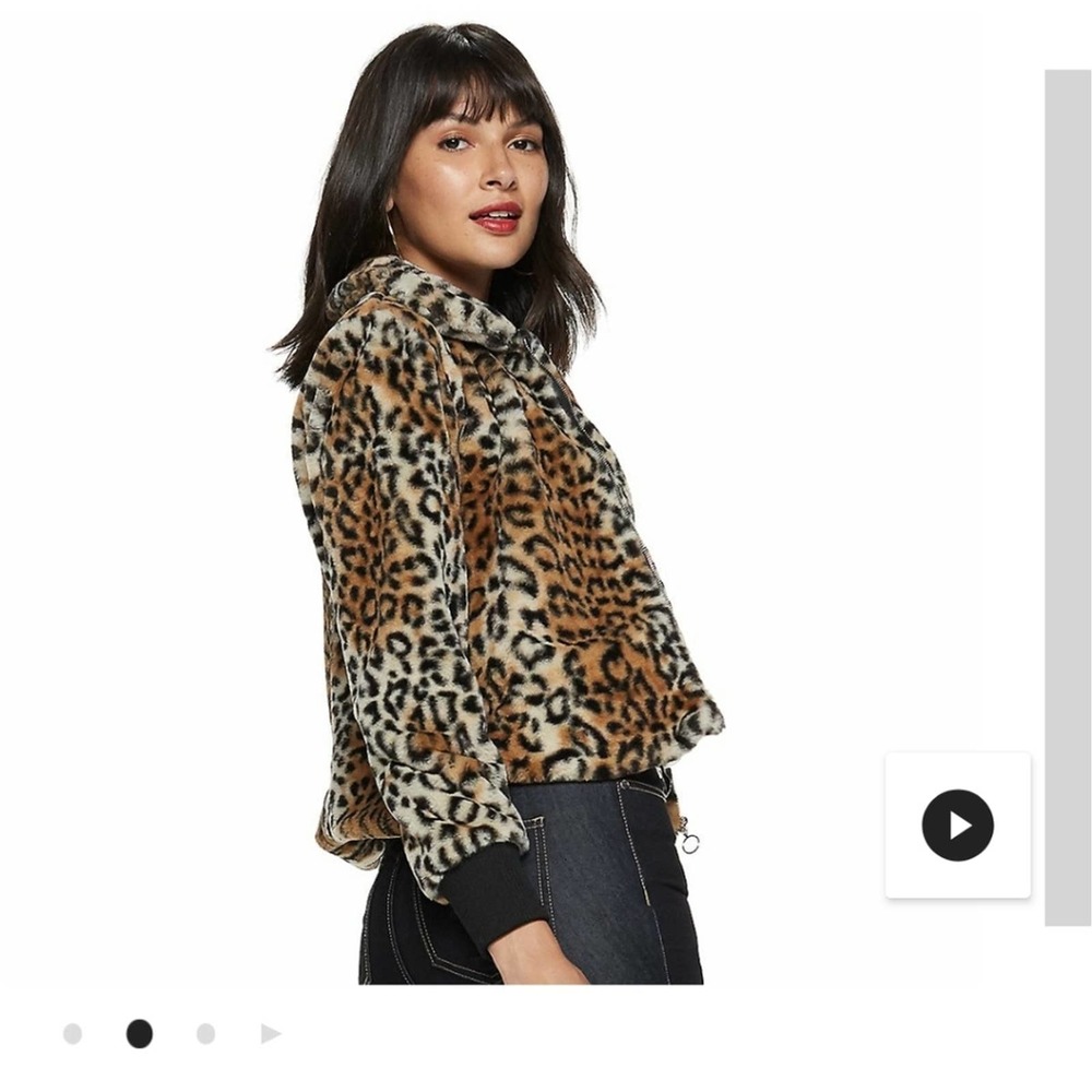 Nine West Leopard Print Faux Fur Jacket - Brown, Black, Cream